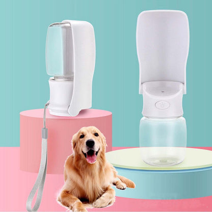Foldable white and pink dog portable water bottles for pets