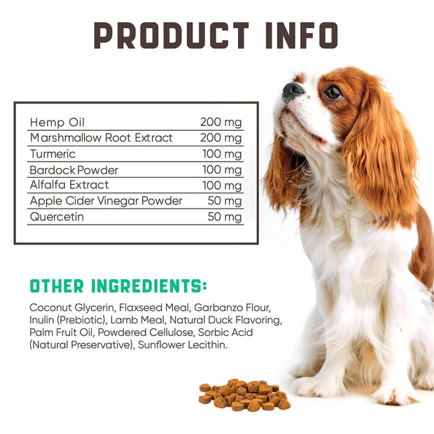 Natural Allergy Support Chews for Dogs with Omega and Probiotics, 180 Count