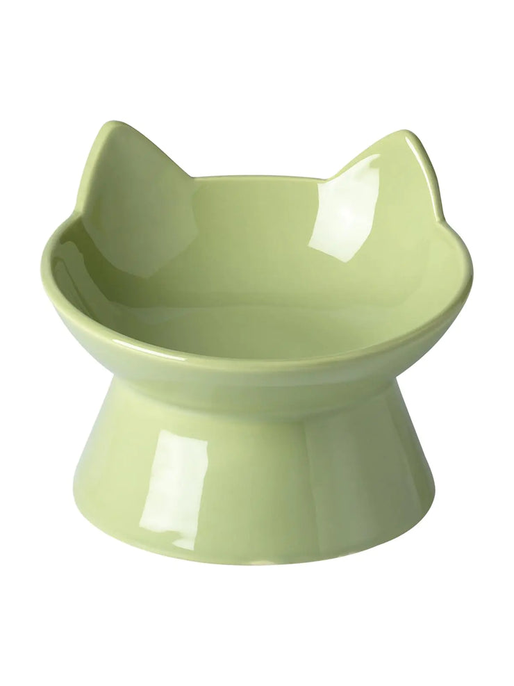 ABRUTY 15° Tilted Elevated Ceramic Cat Bowl for Comfortable Feeding