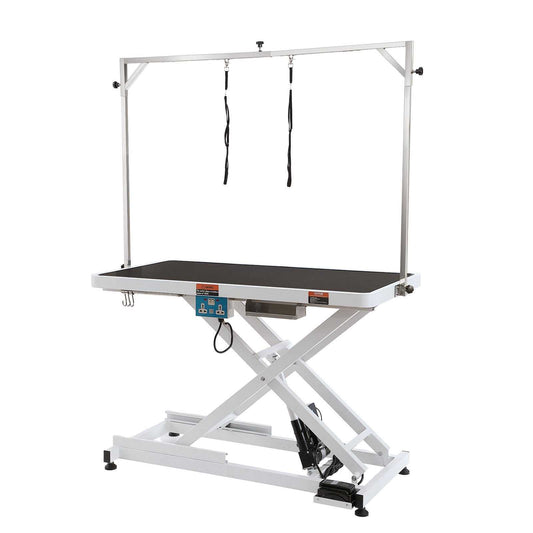 50 inch electric pet grooming table with heavy duty steel frame and adjustable grooming arm for large dogs