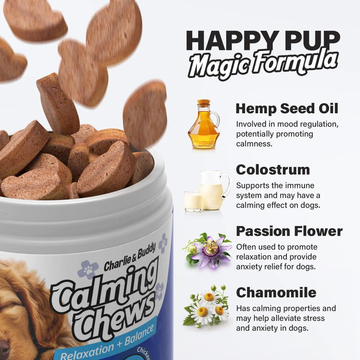 Calming Soft Chews for Dog Anxiety Relief with Chamomile and Valerian, 90ct