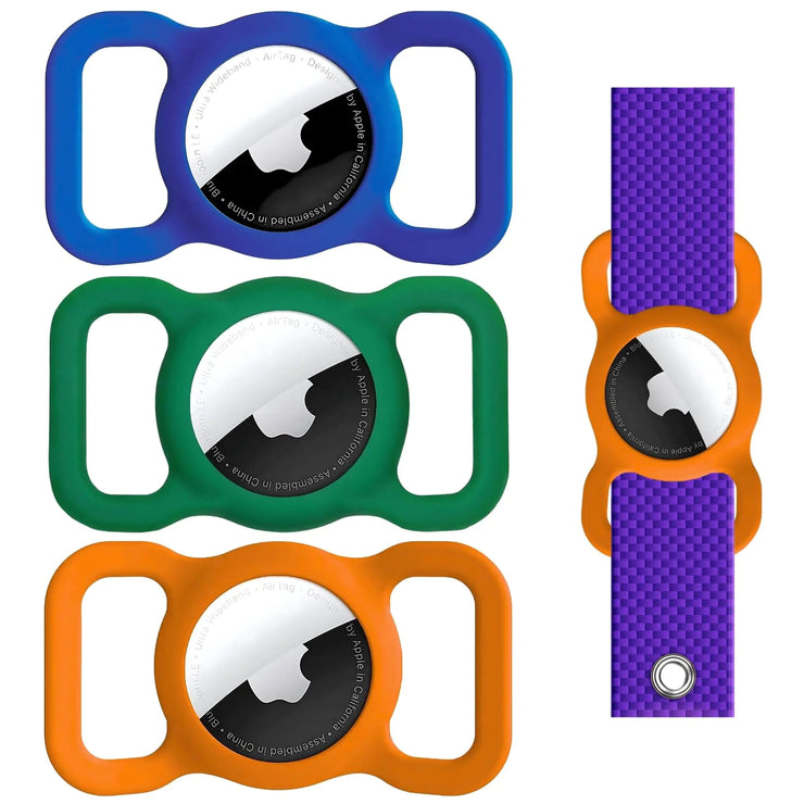KOKU | Airtag Holder (3-Pack) | Apple Airtag Holder | Airtag Case | Airtag Holder for Dog Collar | Dog Airtag Holder | Cat Collar Airtag Holder | Water and Tear Resistant | Dark Blue Green Orange