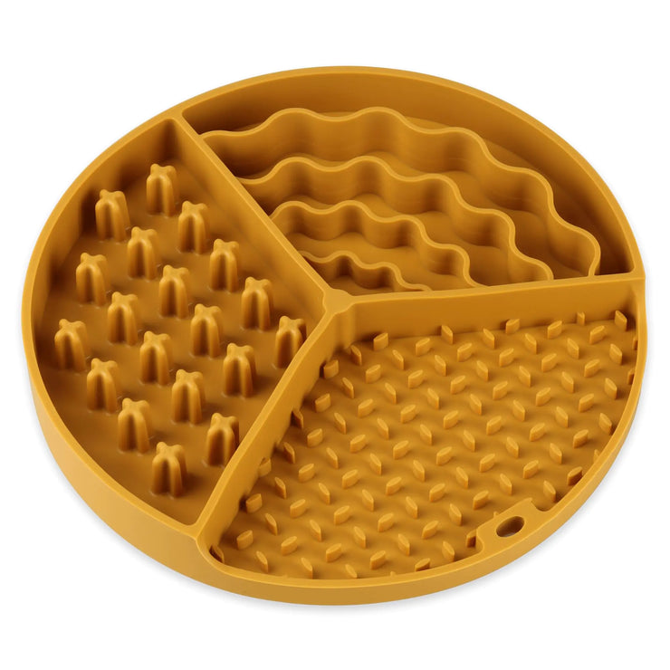 Lick Mat for Dogs and Cats with Suction Cups Silicone Slow Feeders Dog Bowls for Anxiety Relief Perfect for Yogurt Treats or Peanut Butter (Yellow)