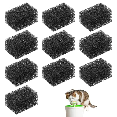 JIYIN Cat Fountain Sponge Filter Replacement 10 Pack for 2.8L Fountains