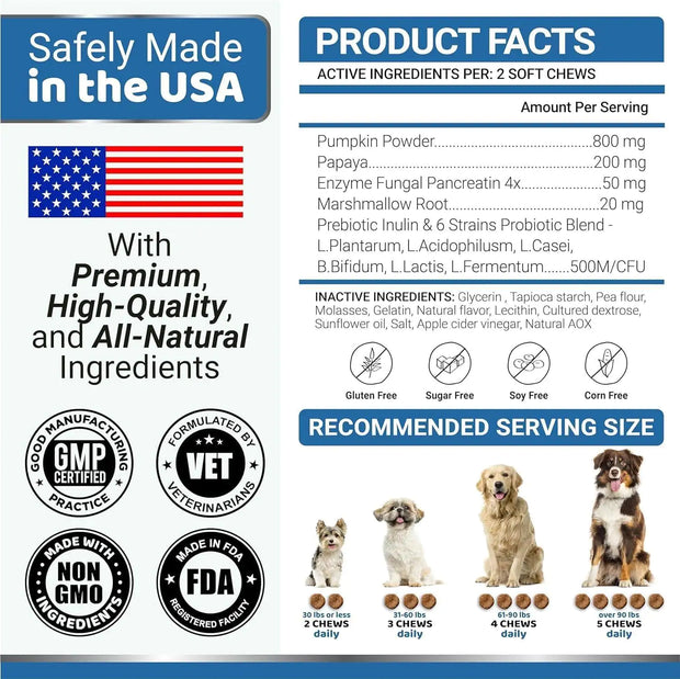 Probiotics and Digestive Enzymes Soft Chews for Dogs, 2 Pack, 340 Count