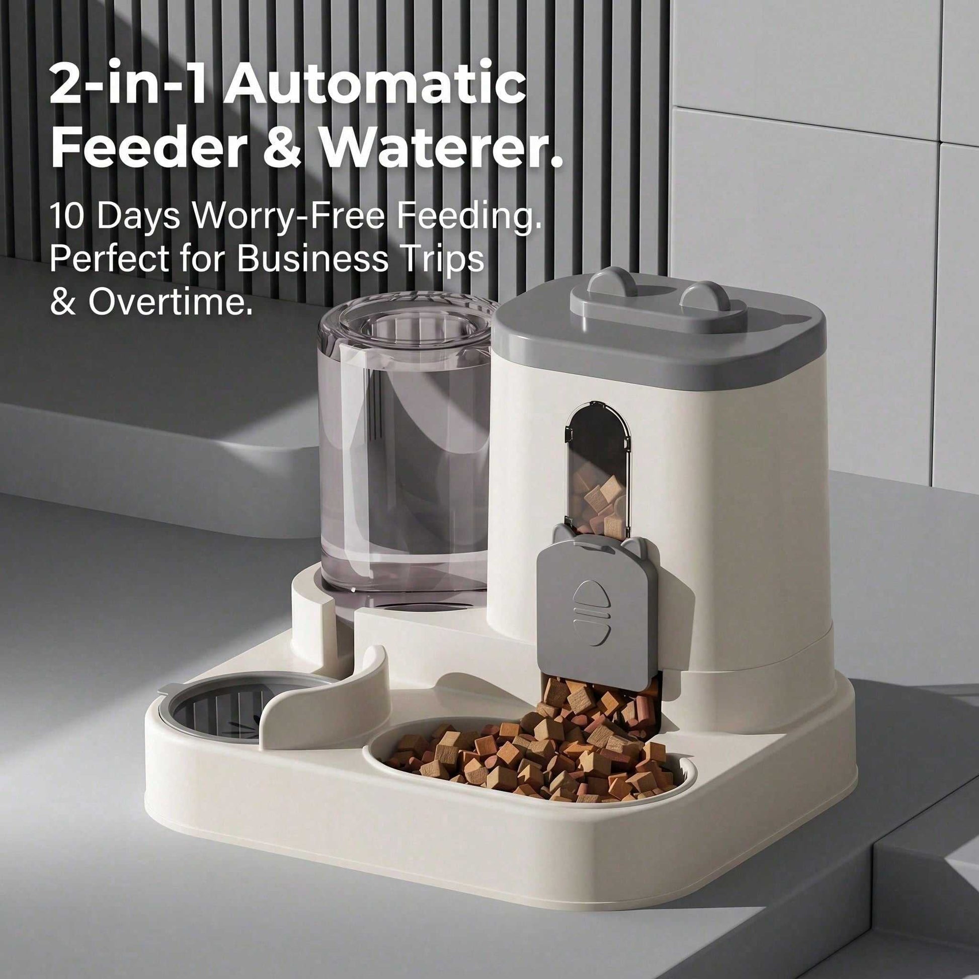 Cat-shaped gravity pet feeder water dispenser with large capacity and anti-slip base in four colors