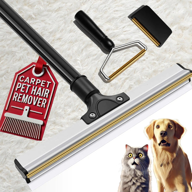 Carpet Rake for Pet Hair Removal Set Pet Hair Remover Broom Carpet Hair Removal Tool for Pet Hair on Matted Carpets and Rugs Effective Cat Dog Hair Broom Remover Brush for Rug Deep Cleaning