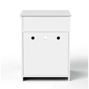 White Wooden Cat Litter Box Enclosure with Storage Drawer and Side Entry