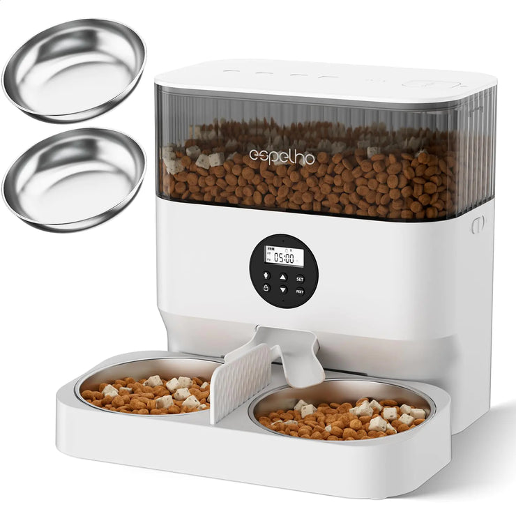 Espelho automatic cat feeder for two cats with dual bowls
