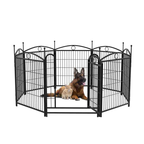 32 Inch 8 Panel Metal Dog Playpen with Door for Indoor and Outdoor Use