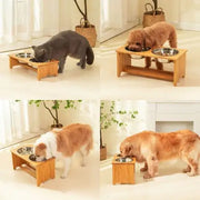 Gardenia Bamboo Elevated Dog Bowl Rack for Medium Dogs – Dual Feeder Stand