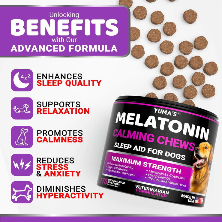 Melatonin Anxiety Relief Calming Soft Chews for Dogs, 170 Count