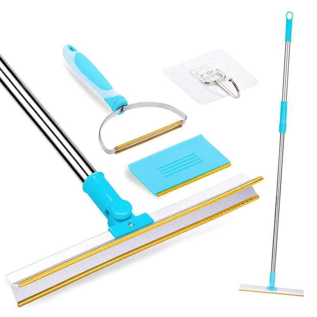 PettinCO pet Hair Remover Set 3 Pieces Dog Hair Broom with Telescopic Handle pet Hair Carpet rake Scraper and Small Pets Hair Remover Broom Rugs Carpets mats Couch pet Hair Removal Tool