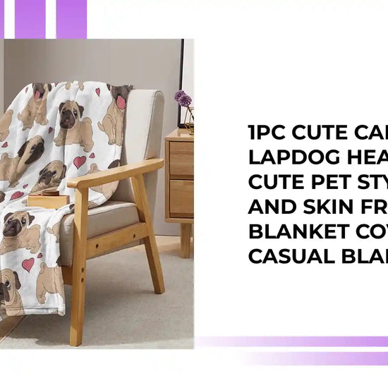 1pc Cute Cartoon Lapdog Heart Pattern Cute Pet Style Soft And Skin Friendly Blanket Cover Blanket Casual Blanket by@Outfy