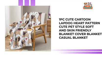 1pc Cute Cartoon Lapdog Heart Pattern Cute Pet Style Soft And Skin Friendly Blanket Cover Blanket Casual Blanket by@Outfy
