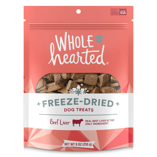 WholeHearted Freeze-Dried Beef Liver Dog Treats, Single-Ingredient, 9oz