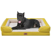 Comfort Expression XXL Dog Bed Orthopedic Foam Waterproof Dog Beds for Oversized Dogs Washable Dog Sofa Bed with Removable Cover & Non-Slip Bottom(XX-LargeSpicy Mustard)