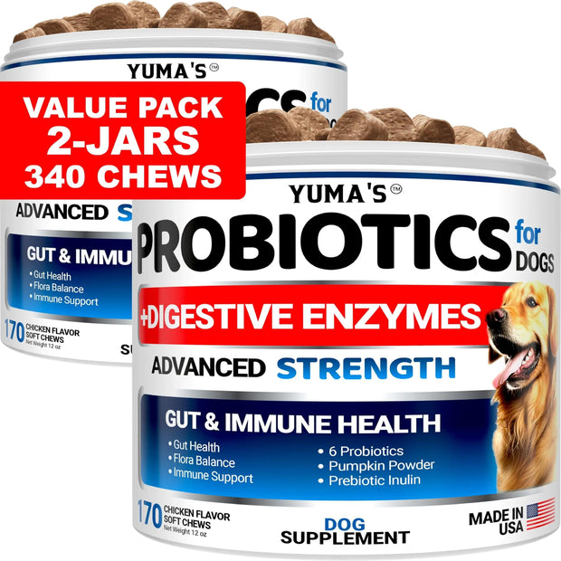 Probiotics and Digestive Enzymes Soft Chews for Dogs, 2 Pack, 340 Count